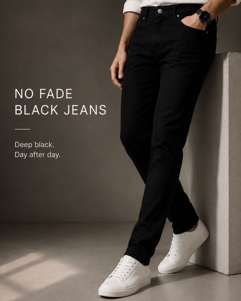No Fade Black Jeans Stretch Denim with Color-Lock Technology | Regular Fit