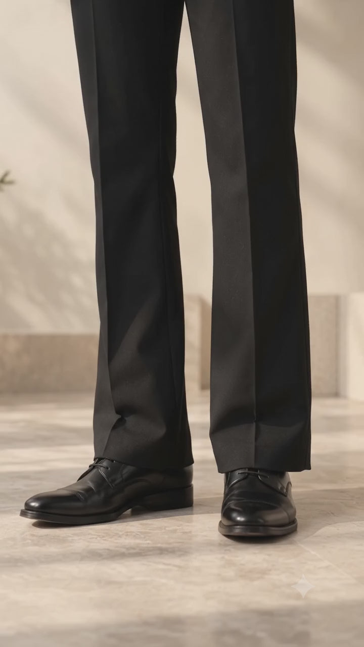 Black Bootcut Trousers | Premium Japanese Fabric